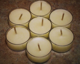Ivory Beeswax Tea Light Candles: Hand Poured, 4.5 Hour Burn