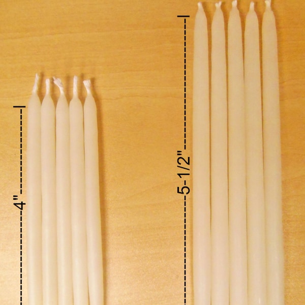 5 Mini - 100% natural Ivory BEESWAX taper CANDLES - Cotton Wicks - Unscented - Smokeless - Drip-less Made in USA - Birthday-Chanukah-Party