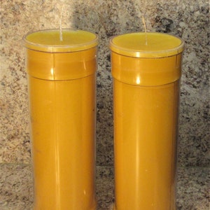 7 Day Natural Pure Yellow BEESWAX CANDLE, Cotton Wick, Unscented, Made in USA, Home Décor-Party-Emergency-memorial, lights 168 Hours