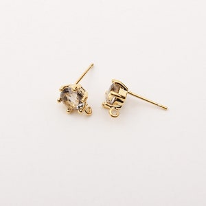 1PAAR - 6 mm Graue runde Kubik 925 Silber Ohrstecker, Gold Ohrstecker, Micro Pave Ohrringe, DIY Schmuckherstellung Zubehör / I00-6Y