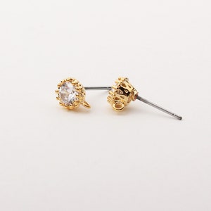 1PAIR - 5mm Facettierte runde Nikel Ohrringe, Gold Ohrringe, Micro Pave Ohrringe, DIY Schmuckherstellung / I00-8G