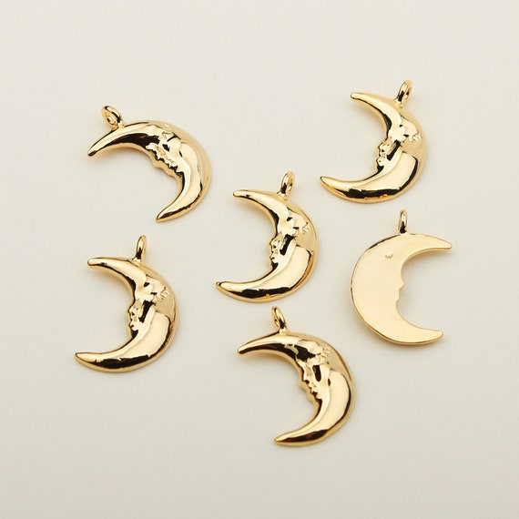 Side Moon with Face Charm Pendant Side Moon with Face Charm Pendant