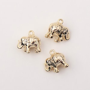 1PCS - Delicado pingente de elefante dourado, elefante bebê, pequeno pingente de elefante tailandês, pingentes de animais, elefante da sorte / TE6-6G