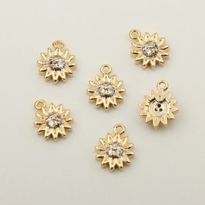 1PCS - Gold Dandelion Cubic Stamen Flower Charm, Micro Pave Cubic Zirconia Daisy Pendant, Flower Jewelry / SR1-8G