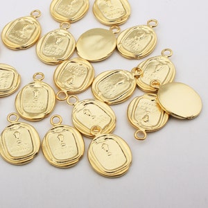 1PCS - The Holy Grail Wax Seal Coin Pendant, Vintage A Chalice, Gold Medallion Disc Coin, Oval Pendant / GT6-8G