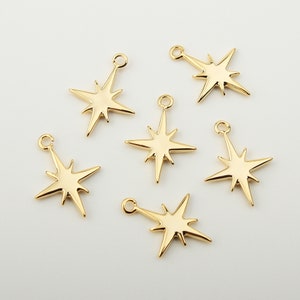 1PCS - Gold Star Celestial Charm Pendant, Gold North Star Charms, North Star Pendant, Polaris Charms, Gold Plated Findings / DC9-5G