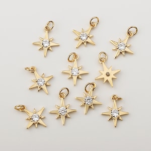 1PCS - Tiny Star with Cubic Charm, 1 Point CZ Gold Star Pendant, Dainty CZ Star Charm Pendant / NV7-7G
