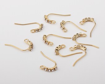1PAIR - Gold 4 Cubic French Hook Earrings, Fish Hooks, Ear Wires, Brass Earrings, Earrings Findings / E04-1G