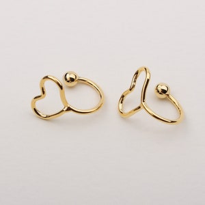 1PCS - Wire Heart Ear Cuffs, Cartilage Ear Cuff, Dainty Ear Cuffs, Dainty Hoops, Gold Plated Earrings / E09-1G