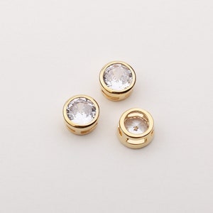 1PCS - Gold 6mm Cubic Rondelle Beads, Pave Setting Rondelle Charm, Pave Cubic Rondelle Spacer Beads, Bracelet Component / CB9-7G