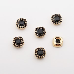1PCS - Black Double Pave Cubic Rondelle Beads, Pave Setting Rondelle Charm, Pave Cubic Rondelle Spacer Beads, Bracelet Component / JV8-4B
