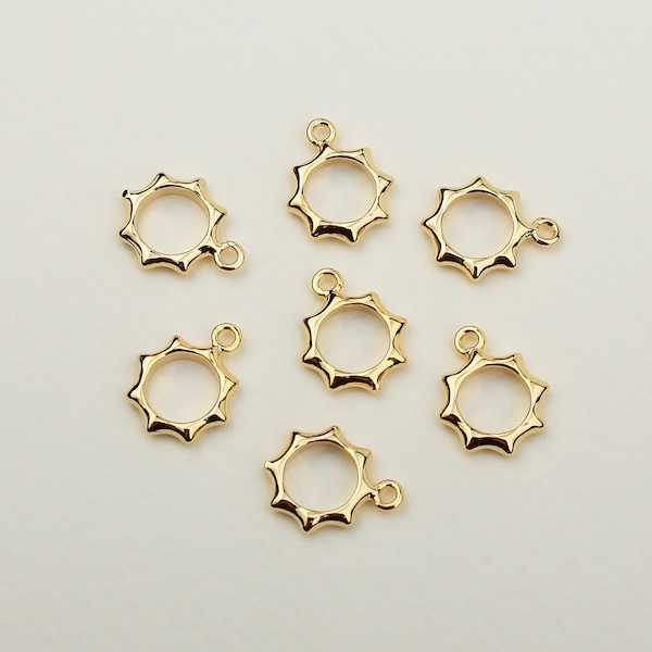 1PCS - Shiny Gold Octagonal Open Circle Charm, Octagular Gold Circle Pendant, Gold Open Round Charm, Open Ring Link Connector / RF9-0G