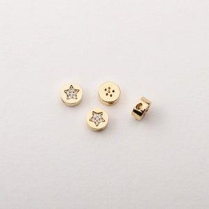1PCS - Tiny Star Cubics Rondelle Beads, Pave Setting Rondelle Charm, Pave Cubic Rondelle Spacer Beads, Bracelet Component / TB1-3G