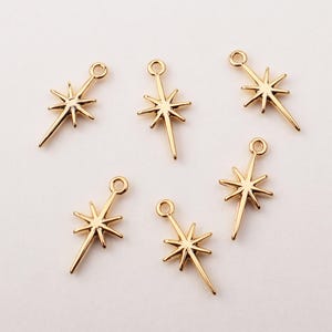 1PCS - Gold North Star Charm, Gold Star Celestial Charms, North Star Pendant, Polaris Pendants, Gold Plated Findings / PA1-7G