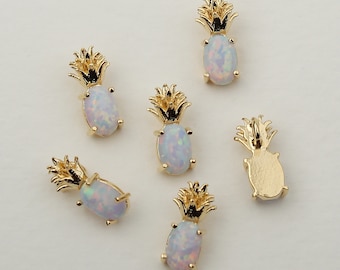 1PCS- Tiny Opal Pineapple Charms, Opal Ananas Pendant, Gemstone Jewelry Findings, Tiny Pineapple Wedding Bridal Jewelry / MV4-6G