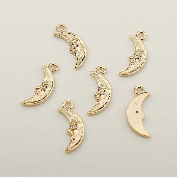 Side Moon with Face Charm Pendant Side Moon with Face Charm Pendant