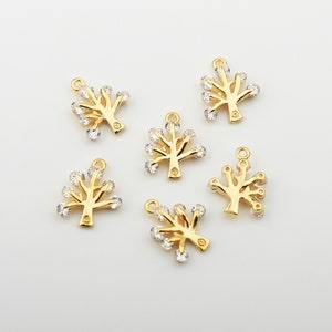 1PCS - Gold Plated Tiny Tree of Life Pendant, 6 Point Cubic Tree of Life Connector Spacer, Lucky Gold Tree of Life Charms / DC9-8G