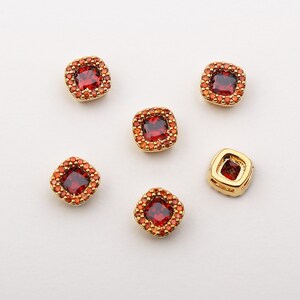 1STK - Vermilion Double Pave Cubic Rondelle Perlen, Pave Setting Rondelle Charm, Pave Cubic Rondelle Spacer Perlen, DIY Komponente / JV8-4R