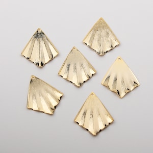 1PCS - Gold Rhombus Plate Geometric Charm, Crease Pattern Pendant, Complex Jewelry, DIY Dangle Supplies / AF0-0G
