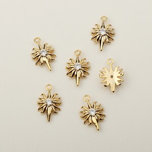 1PCS - Gold Flower Seeds with Cubic Charm, Micro Pave Cubic Zirconia Seed Pendant, Flower Jewelry Earring Supply / SP5-8G