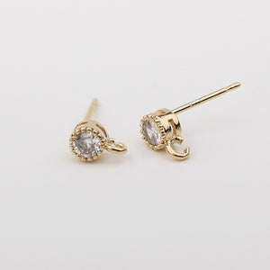 1PAAR - Kubische runde 925 Silber Ohrstecker, Gold Ohrstecker, Micro Pave Ohrringe, Schmuckherstellung / E03-6G