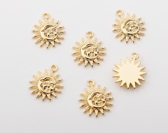 1PCS - Chasing Sun and Moon Pendant, The Small Solar Lune Charm Pendant, Burning Sun Crescent Moon Charm / JL6-6G