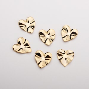 1PCS - Hammered Heart Disc Pendant, Large Heart, Crumpled Heart, Gold Heart Medallion, Brass Heart Beads Findings / CB3-5G