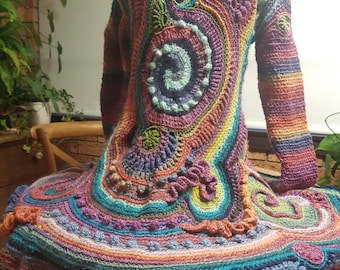 Unik virkad boho-kappa
