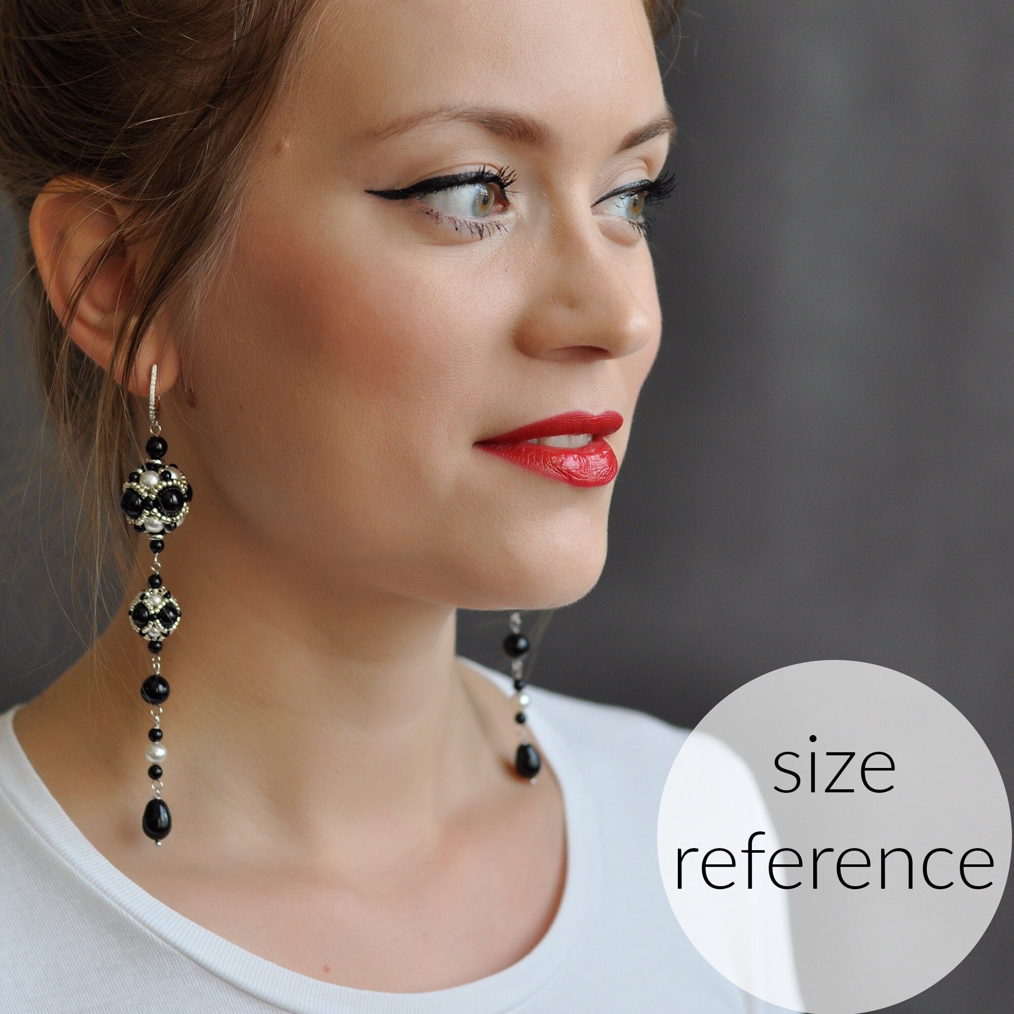 Black and Gold Beaded Earrings. Extra Long Dangle Earrings. Etsy