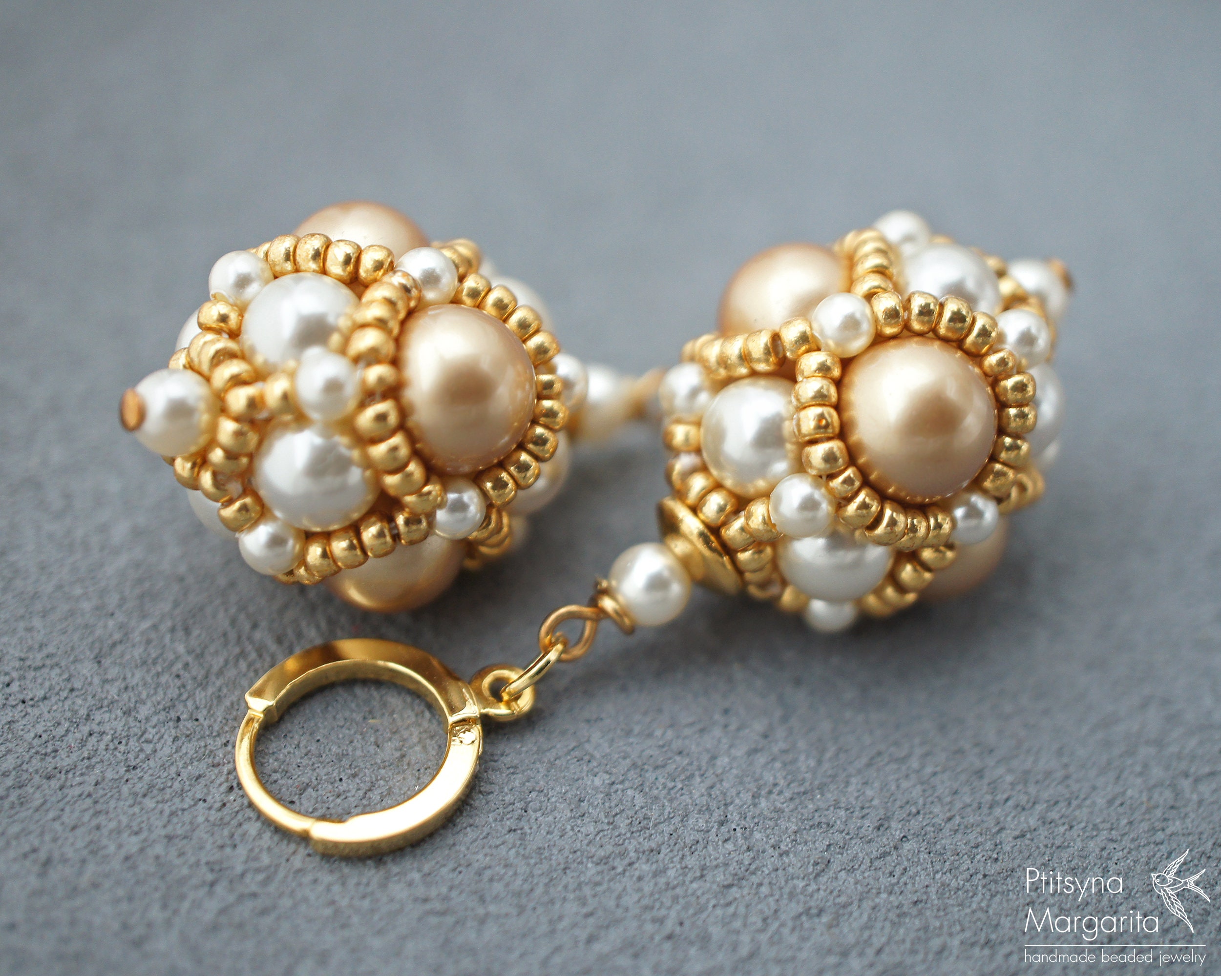 Big dangle pearl earrings. Hanging pearl earrings. Gold and | Etsy