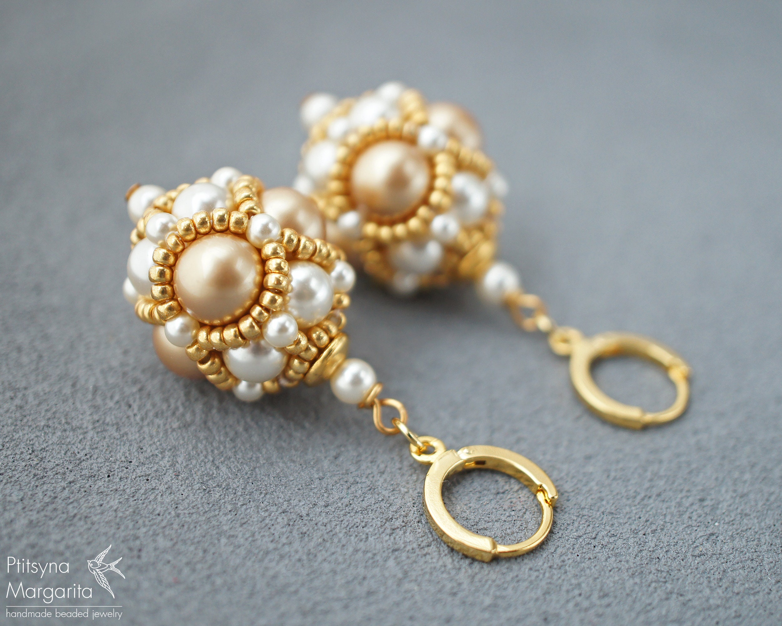 Big dangle pearl earrings. Hanging pearl earrings. Gold and | Etsy