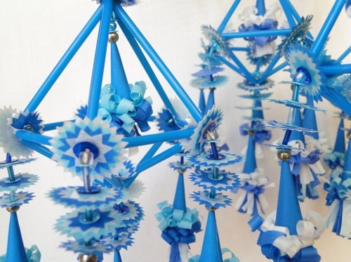 Folk Art Christmas Ornaments Made of Blue Materials Set of - Etsy