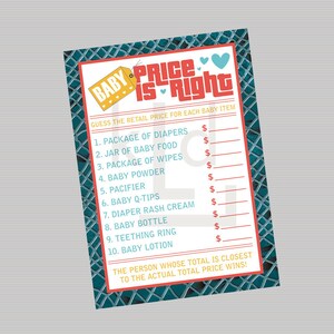 Baby Shower Price is Right Game - Fichier numérique
