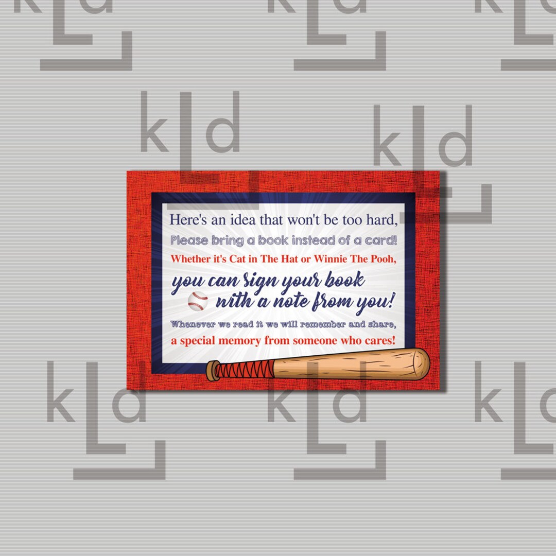 Bring a Book Card DIGITAL PRINTABLE FILE - Etsy