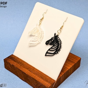 Zebra Earrings - SVG PDF Instant cut file download for 1/8th inch plywood or acrylic material, Glowforge Laser cutter - wild animal lovers