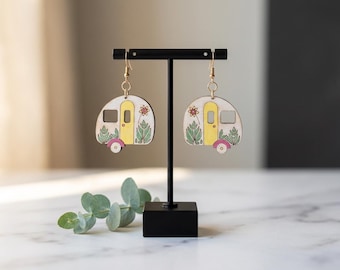 Floral Camper Earring Cut-bestand - laserontwerp SVG, pdf (digitale download)