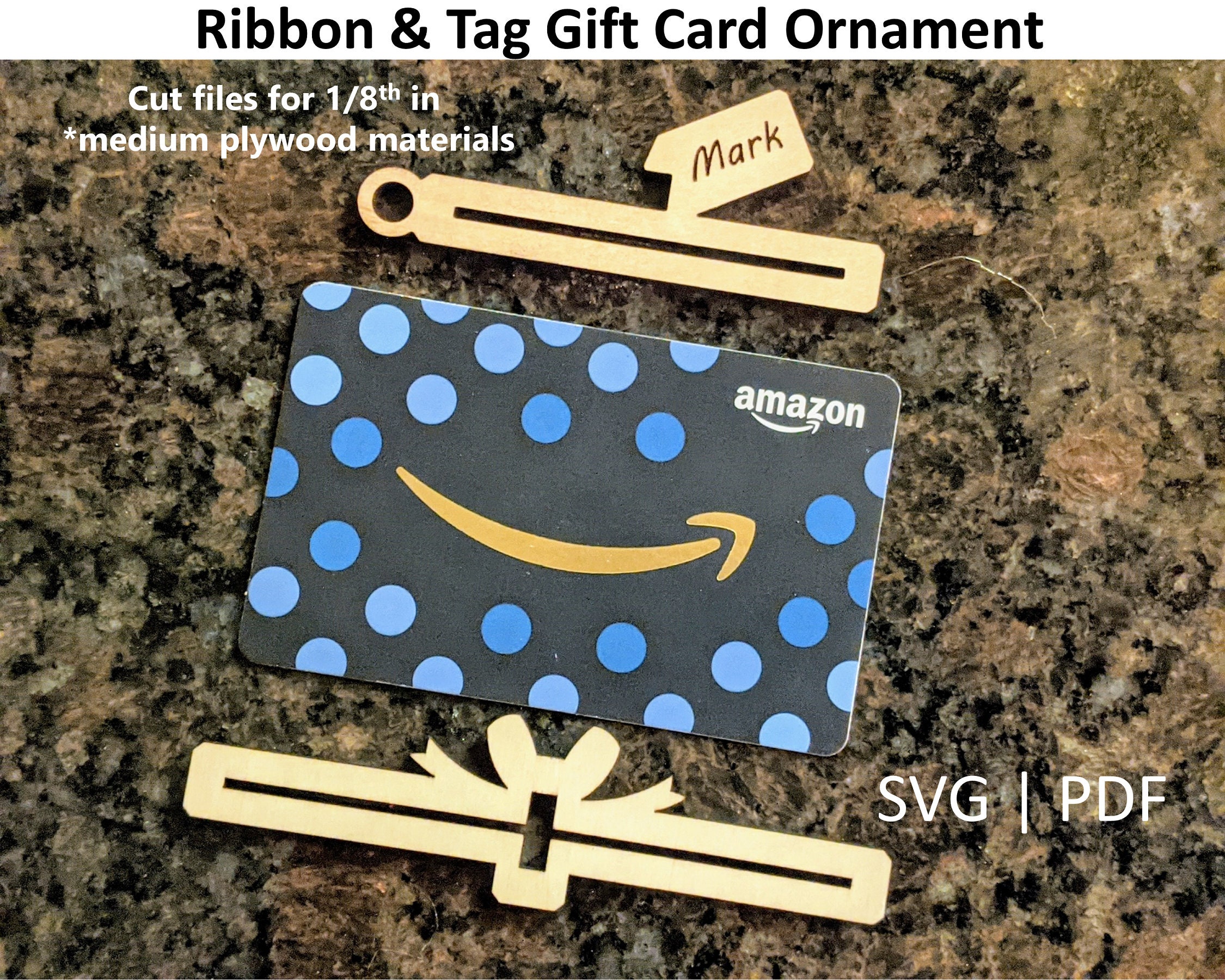 Ribbon & Tag Gift Card Ornament Instant Download PDFSVG Files - Etsy