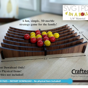 4 en un rollo: juego de canicas SVG-PDF Archivo cortado con láser Descarga instantánea dimensionado para material de madera contrachapada delgada en la descripción