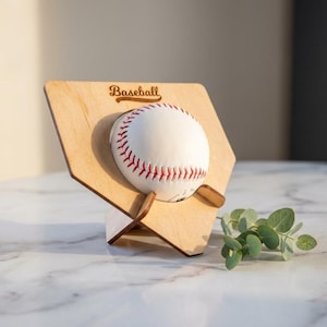 Baseball Home Plate Trophy Stand SVG Cut File For Glowforge baseball stand - 3mm or 5mm plywood Display for sports gift - Supports 3" ball