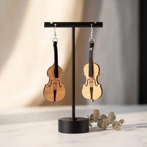 Double Bass Cello Earring SVG Cut File: Plywood Acrylic Jewelry Pattern (Instant Download)