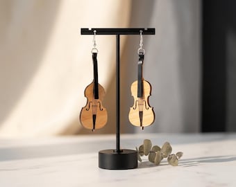 Contrabas cello-oorbel gesneden SVG-bestand: multiplex acryl sieradenpatroon (directe download)