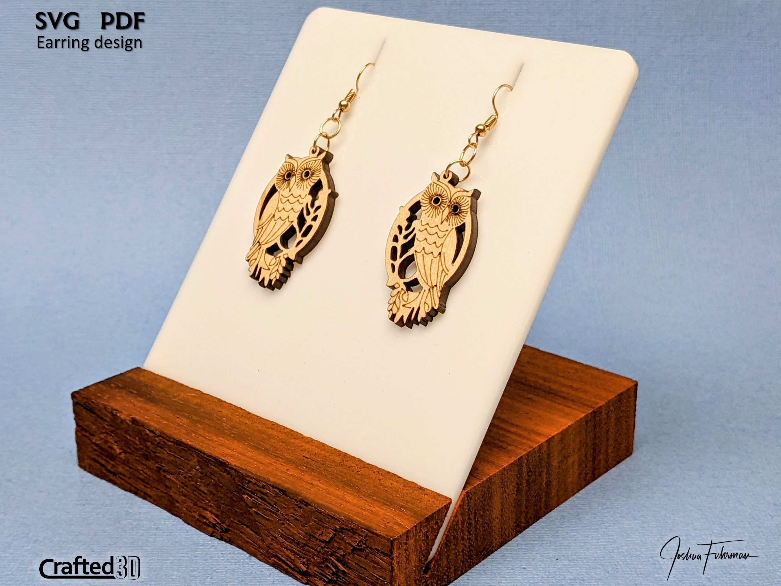 Owl Earring SVG Cut File Pattern For Glowforge Laser Gift For Owl or Bird Lover Earring Design Downl