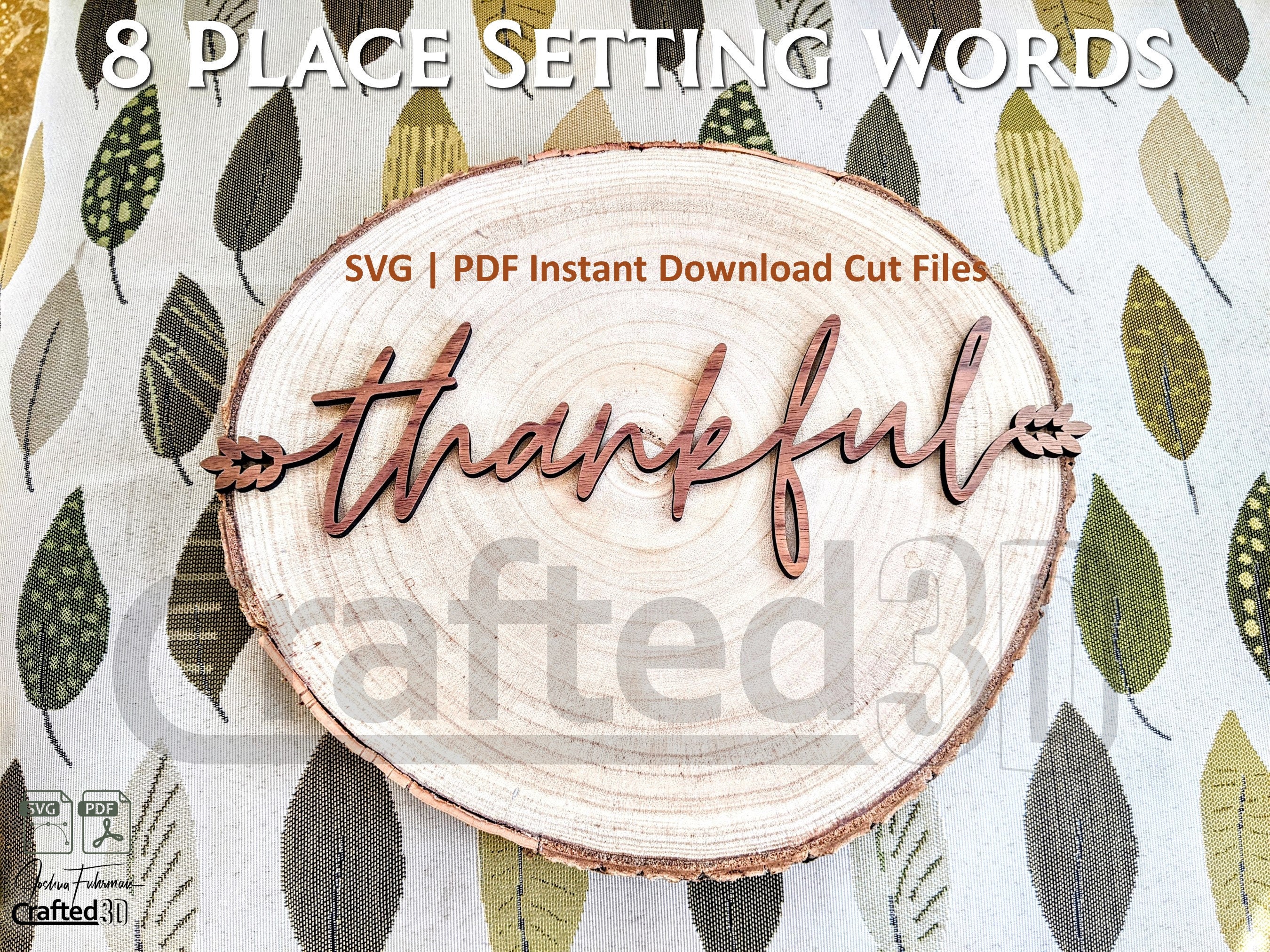 Place Setting Words SVG PDF | Thin Script, Holiday Decor (instant ...