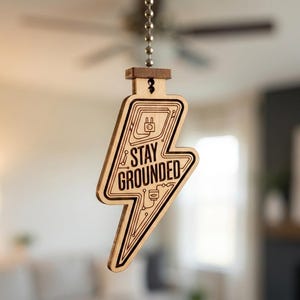 Laser Cut Lightning Bolt Fan Pull SVG | Electrician, Lineman Gift (Digital Download) 3mm