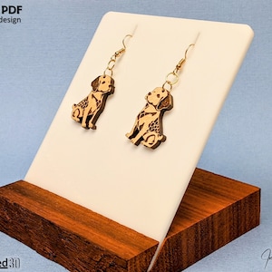 Welpen Ohrring SVG geschnitten Datei für Hundeliebhaber Gravur Schmuck Muster für Glowforge Geschenk für Mama Download Welpe Design SVG PDF