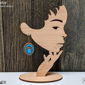 Espositore per orecchini SVG Cut File Face Pattern per Glowforge Laser Craft Show Business o Boutique Mannequin Display Design per 1/4 o 1/8