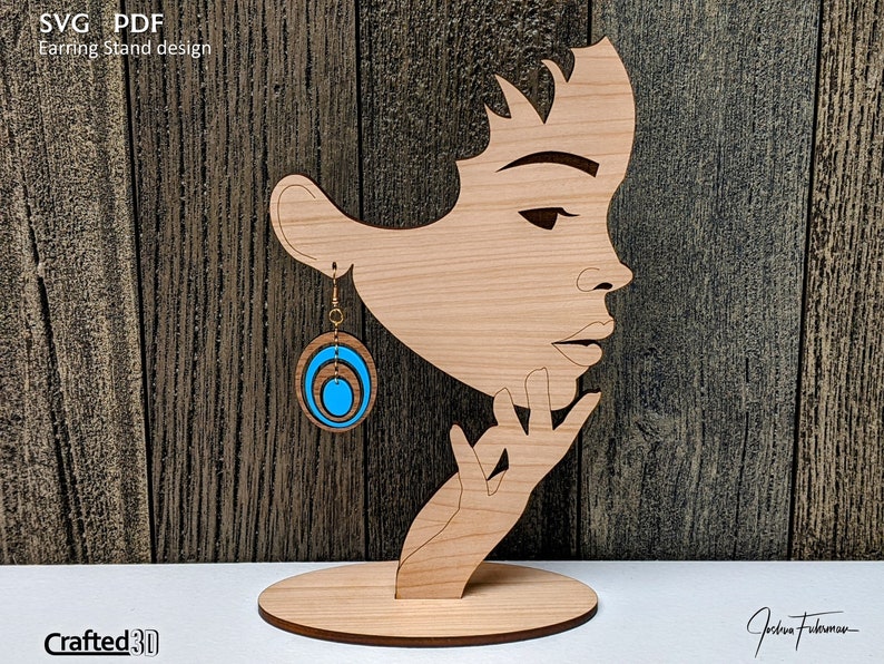 Earring Display Stand SVG Cut File Face Pattern For Glowforge Laser Craft Show Business or Boutique Mannequin Display Design for 1/4 or 1/8 image 1