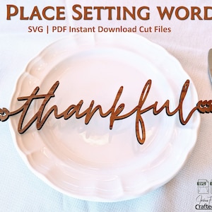 Place Setting Words SVG PDF | Thin Script, Holiday Decor (Instant Download)