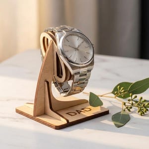 Fichier SVG de support de montre découpé au laser, cadeau de fête des pères (téléchargement numérique)