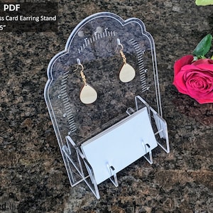 Earring Display Stand SVG Cut File Patroon voor Glowforge Laser Craft Show Visitekaarthouder Boutique Display Design voor 3mm Acryl